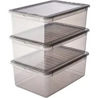 keeeper Aufbewahrungsbox bea, clearbox mit Air Control-System (Set, 3 St), 3 x 11 l, stapelbar, 39 x 26,5 x14 cm
