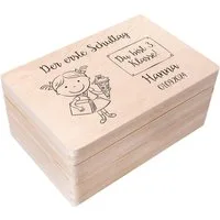 Creative Deco Holzkiste Einschulung Geschenk Junge Mädchen Schulanfang, Natur 30 x 20 x 14 cm