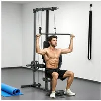 SPORTNOW Kraftstation multifunktional, mit Latzugstange Seilzugsystem, 8 Gewichtsblöcke (Klimmzugturm, 1-tlg., Kraftturm), bis 50 kg Gewichte Fitnessgeräte für Homegym Krafttraining