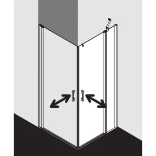 Kermi Pega Pendeltür-Eckeinstiegshälfte 2-tlg. PEEPR07520VAK 75x200cm, silber hochglanz, ESG klar, rechts, auf Duschwanne