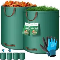 KESSER Gartensack, 500 l, (4-tlg), Gartensack Set Laubsack Gartenabfallsack inkl. Handschuhe