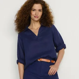 Premium Reinleinen-Schlupfbluse für Damen, Damen, size: regular, Elfenbein, by Lands' End