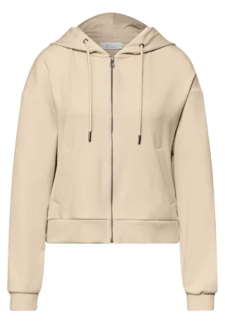 Street One - Kurze Sweatjacke mit Kapuze und Reißverschluss beige - Gr. - 38