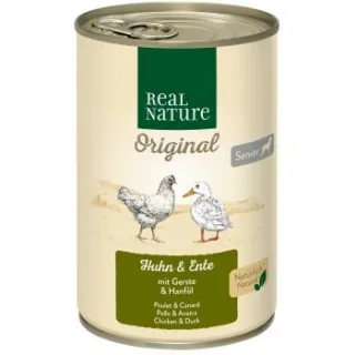 REAL NATURE Nassfutter Hund, Senior, Huhn und Ente 12x400 g