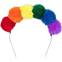 Boland Kostüm Hippie Regenbogen Haarreif - Fasching Karneval, Kopfschmuck mit bunten Bällchen