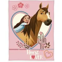 Kinderdecke 130x170cm, Spirit Horse Lover Kuscheldecke Rosa Bunt, Herding, Bequeme Fleecedecke mit tollem Spirit Pferde-Motiv
