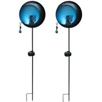 IC Gardenstyle Gartenleuchte 2er Pack Solar Gartenstecker Elfe im Mondlicht, inkl. Erdspieß, Solarleuchte aus Metall, weiße LED