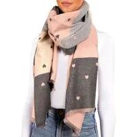 BRUBAKER Schal Cashmirillo Damen Schal mit Herz Muster - 70 x 200 cm, (Weiches Kaschmir-Gefühl, 1-St. für Herbst und Winter), Warm, Kuschelig und Oversized - Herbstschal Winterschal für Frauen