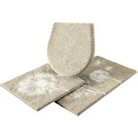 Grund Badematte Pusteblume, Badvorleger, Badezimmer Teppich, sehr weich, Höhe 20 mm, rutschhemmend beschichtet, schnell trocknend, fußbodenheizungsgeeignet, Polyacryl, 2-tlg. Hänge-WC Set, weiche Haptik, auch als 2-teiliges Set erhältlich, Made in Eu