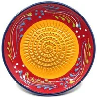 Kaladia Multireibe Reibeteller in rot und orange, Keramik, handbemalte Küchenreibe - Made in Spain