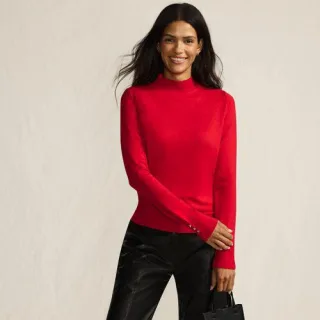 Stehkragenpullover mit Ärmelknöpfen für Damen in Petite-Größe, Damen, size: petite, Pink, by Lands' End