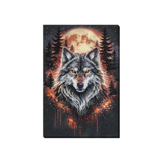 Perlen-Stickbild "Wolf", 22 x 33 cm