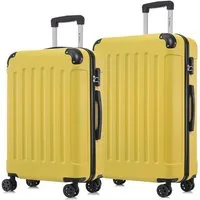 YONSLY Trolleyset Hartschalen-Reisekoffer Rollkoffer Trolley Gepäckset aus ABS, 4 Rollen, (Reiseset, 2 tlg., Größen L&XL), mit 360° Doppelrollen, Zahlenschloss und ergonomischem Gummigriff