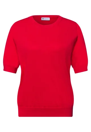 Street One - Kurzarm Pullover mit Rundhals salsa red - Gr. - 36