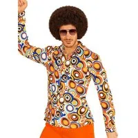 Widdmann Kostüm 70er Jahre Hemd Hippie Bubbles - Karneval Fasching, Für Schlager- und Mottopartys: buntes Herrenhemd im Stil der 70er Jah