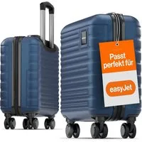 Travely Koffer Polycarbonat Handgepäck Koffer 45x36x20cm - für Easyjet etc, 4 Rollen, Designed in Germany, austauschbare Griffe und Rollen
