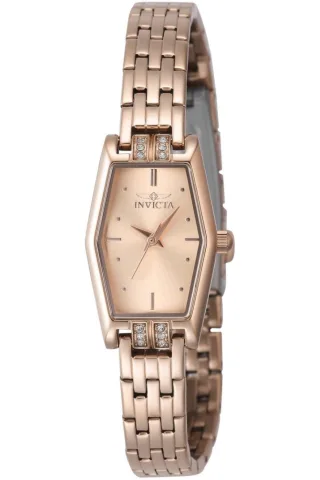 Invicta Angel 48133 Damenarmbanduhr - Quartz Bewegung - Edelstahl mit roségoldenem Zifferblatt - 20 mm