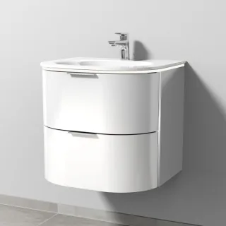 Sanipa 4balance Glas-Set mit 2 Auszügen und LED-Beleuchtung, Weiß-Glanz, DG21178 DG21178
