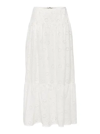 ONLY - ONLALITHEA LONG EMB SKIRT WVN Bright White - Gr. - XL