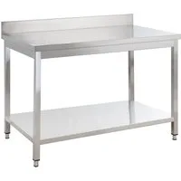 GastroHero Arbeitstisch Edelstahl Arbeitstisch 120x60 cm mit Aufkantung & Grundboden