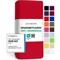 Jacobson Spannbettlaken aus 100% Baumwolle, Jersey Bettlaken 160 g/m², Spannbetttuch mit Gummizug, pflegeleicht & viele Farben