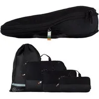 TRAVEL DUDE Kofferorganizer, Packing Cubes aus recycelten Plastikflaschen (ultraleichte Packwürfel, 4-tlg., Packing Cubes für Rucksack und Koffer, Packtaschen), mit Kompression und einem Nassfach