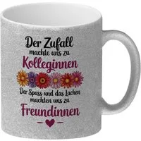 speecheese Tasse Beste Kollegin Glitzer Kaffeebecher mit Spruch nicht nur Kolleginnen