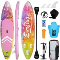 Puluomis Inflatable SUP-Board Set aufblasbar mit Halter, Sitz und Fußband, MB. bis 150Kg, 335/320cm, Surfbrett Paddling Paddelboard