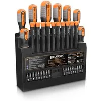 Brandson Schraubendreher Set 36 teilig, magnetisch, 18 Bits mit Bithalter, Schlitz und Kreuzschlitz, Feinmechanik