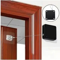 Realb2b Türschließer Automatischer Türschließer selbstklebend 1000g Schwarz, (Türschließer-Set mit selbstklebender Montageoption, Enthält Türschließer, Stahlseil und Montagematerial), Selbstklebender, einziehbarer Türschließer mit 1000g Zugkraft