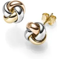 Schmuck Krone Paar Ohrstecker Ohrstecker Knoten 10,5mm, 585 Gold tricolor, Gold 585