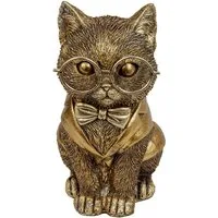 Mel-O-Design Dekofigur 1487 Lustige Katze in gold mit großer Brille (Stück, 1 St., 1), Blickfang