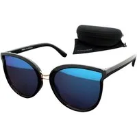 LUXXADA Sonnenbrille Damen Cat Eye Große Gläser Verspiegelt Eleganter Stil Oversize Katzenaugen Linsen UV400, Gestell Schwarz Hochglanz