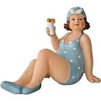 dekotrend.gallery Dekofigur Frau im Badeanzug Mollige Dicke Dame Rubens Deko Retro Skulptur Figur, Lady Dekofigur Dekoskulptur Dekoobjekt aus Polyresin (Kunststein)