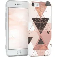 EAZY CASE Handyhülle IMD Motiv Cover für iPhone SE 2022/20 & iPhone 8/7 4,7 Zoll, Hülle mit Kameraschutz Slimcover Display Bumper Geometrie Rosa Braun