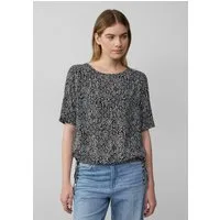 s.Oliver Kurzarmbluse Bluse Gemusterte Shirt-Bluse mit verstellbarem Saum