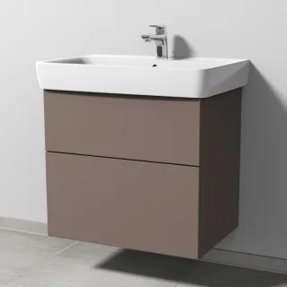 Sanipa 3way Waschtischunterbau zu Geberit Renova Plan Waschtisch mit 2 Auszügen, Taupe-Matt SP8771T