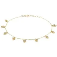Suzan Gold Charm-Armband 375er Gold Armband – Kreuzarmband, elegant & bedeutungsvolles Geschenk, Gelbgold 375, Zirkonia-Steine, Länge: 17+2cm