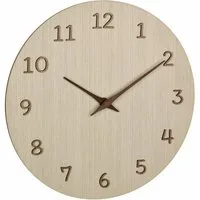 TFA Dostmann Wanduhr analog aus Holz 60.3072 Quarzuhr 298 mm Qualitätsuhrwerk 3D-Ziffern