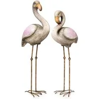 Dragimex Gartenfigur Flamingo Deko 2er Set pink Mosaik – Gartenfigur wetterfest 75 cm