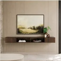 WAMPAT Lowboard ca. 180 cm breiter hängender TV-Schrank mit 4 Fächern (für Fernseher bis 80 Zoll, mit LED-Beleuchtung), TV Board, offene Seiten