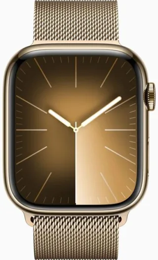 Apple Watch Series 9 45mm GPS + Cellular Edelstahlgehäuse gold mit Milanaise Armband gold