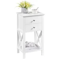 Yaheetech Nachttisch 40 x 30 x 70 cm (1-St), Beistelltisch mit 2 Schubladen & 1 Ablagefach