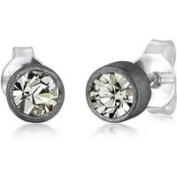 Kuzzoi Paar Ohrstecker Kristalle Rund Oxidiert Trend Modern 925 Silber