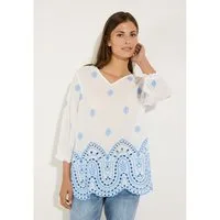 MORE&MORE Klassische Bluse luftige 3/4 Arm-Tunika, Lochspitze
