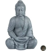 relaxdays Buddhafigur Buddha Figur 70 cm, Hellgrau