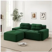 Odikalo Sofa Boneless Modulares Sofa kombinierbar Polstersofa Schlafsofa, Boneless Modulsofa, Modernes L-förmiges Modulsofa für Wohnzimmer mit Tiefem Sitz, bequemes Corduroy-Cloud-Sofa mit Ottoman, Getuftetes Zweisitzer-Schlafsofa