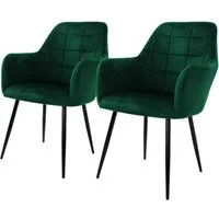 ML-DESIGN Stuhl Esszimmerstuhl ergonomisch & gepolstert, Esstischstuhl mit Rückenlehne (2 St), Wohnzimmerstuhl Dunkelgrün Samtbezug Küchenstuhl Polsterstuhl