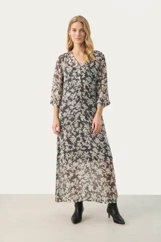Kleid Gerade Passform Black Stitch Leaf print black multi