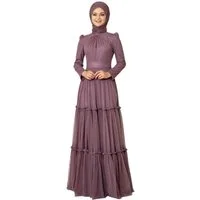 Modavitrini Abendkleid Tüllkleid mit Rüschenrock Hijab Kleid Abiye Abaya Maxikleid Mehrlagiger Tüllrock, eleganter Maxischnitt, blickdichtes Unterkleid